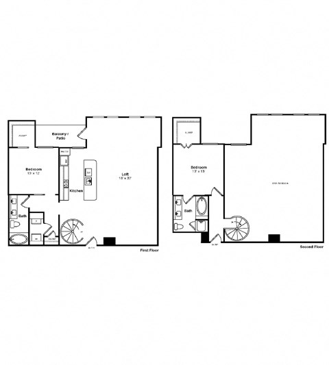 Floor plan for 2 beds, 2 baths, 1597 sqft